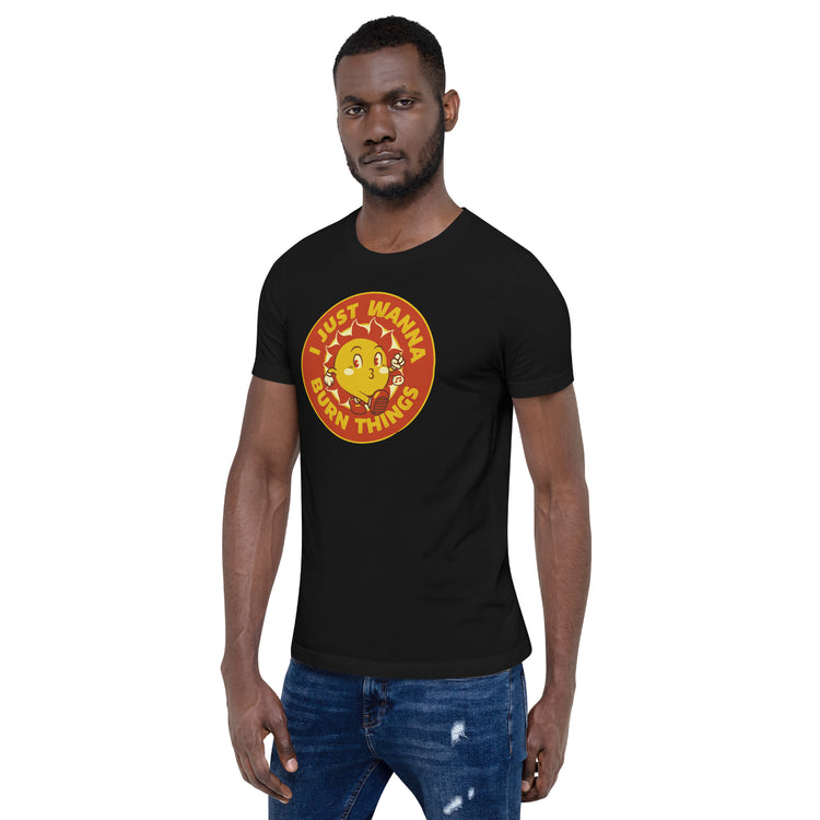 I Just Wanna Burn Things Sun Vintage Old School T-Shirt Geek Nerd Advertise to Meta Design by Tobe Fonseca FLOW DESC WRITING