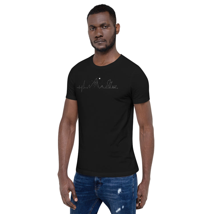 Hiking Heartbeat Mountain Lifestyle T-Shirt Geek Nerd Advertise to Meta Design by Tobe Fonseca FLOW DESC WRITING