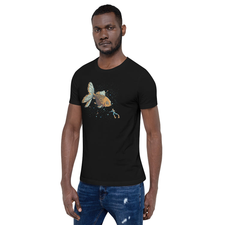 Golden Fish Scuba Diver T-Shirt Geek Nerd Advertise to Meta Animal Patterns Design by Tobe Fonseca