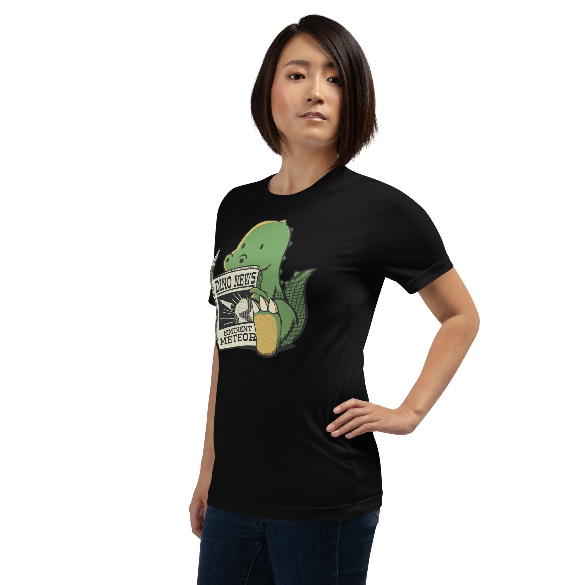 Dinosaur Meteor Jurassic News T-Shirt Geek Nerd Advertise to Meta Book Prints Design by Tobe Fonseca