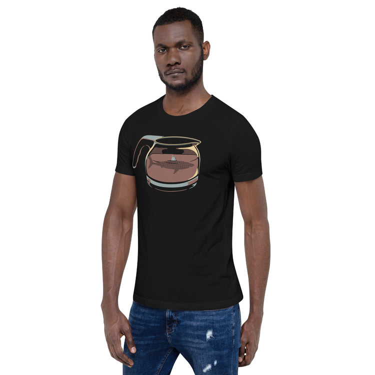 Coffee Jar Shark - Dangerous and Caffeinated T-Shirt Geek Nerd Advertise to Meta Animal Patterns Design by Tobe Fonseca