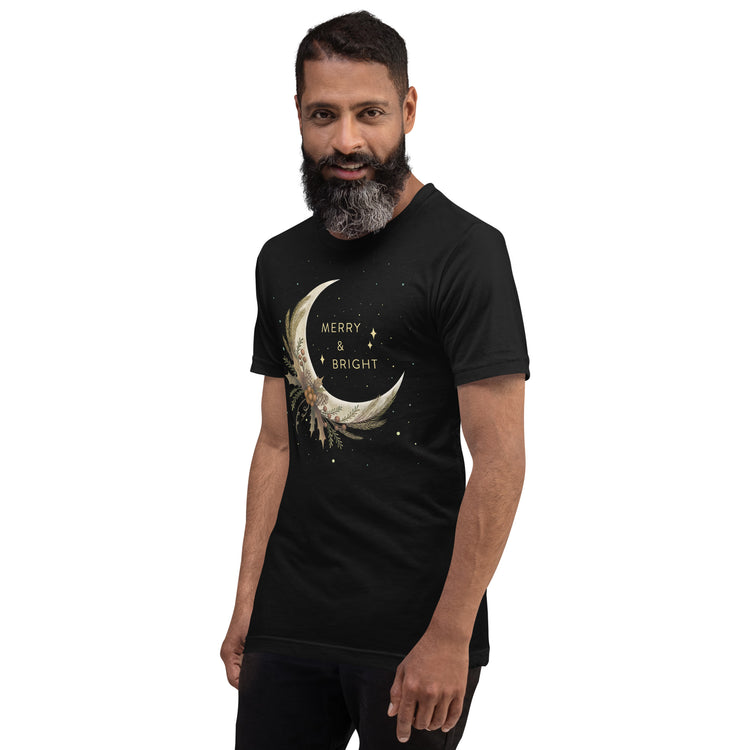 Merry And Bright T-Shirt Geek Nerd Advertise to Meta Christmas Print Design by Episodic Drawing