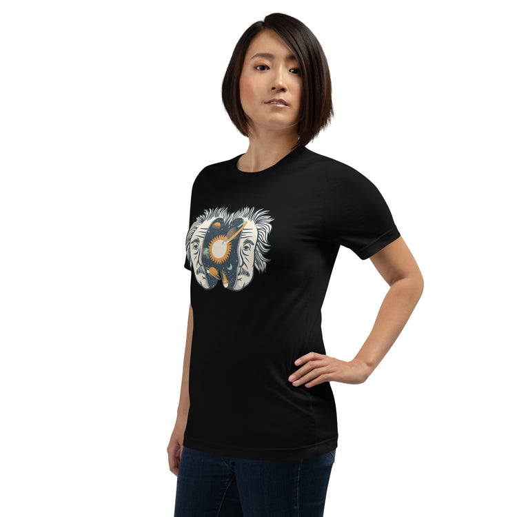 Albert Einstein Head Universe Physics T-Shirt Geek Nerd Advertise to Meta Design by Tobe Fonseca FLOW DESC WRITING