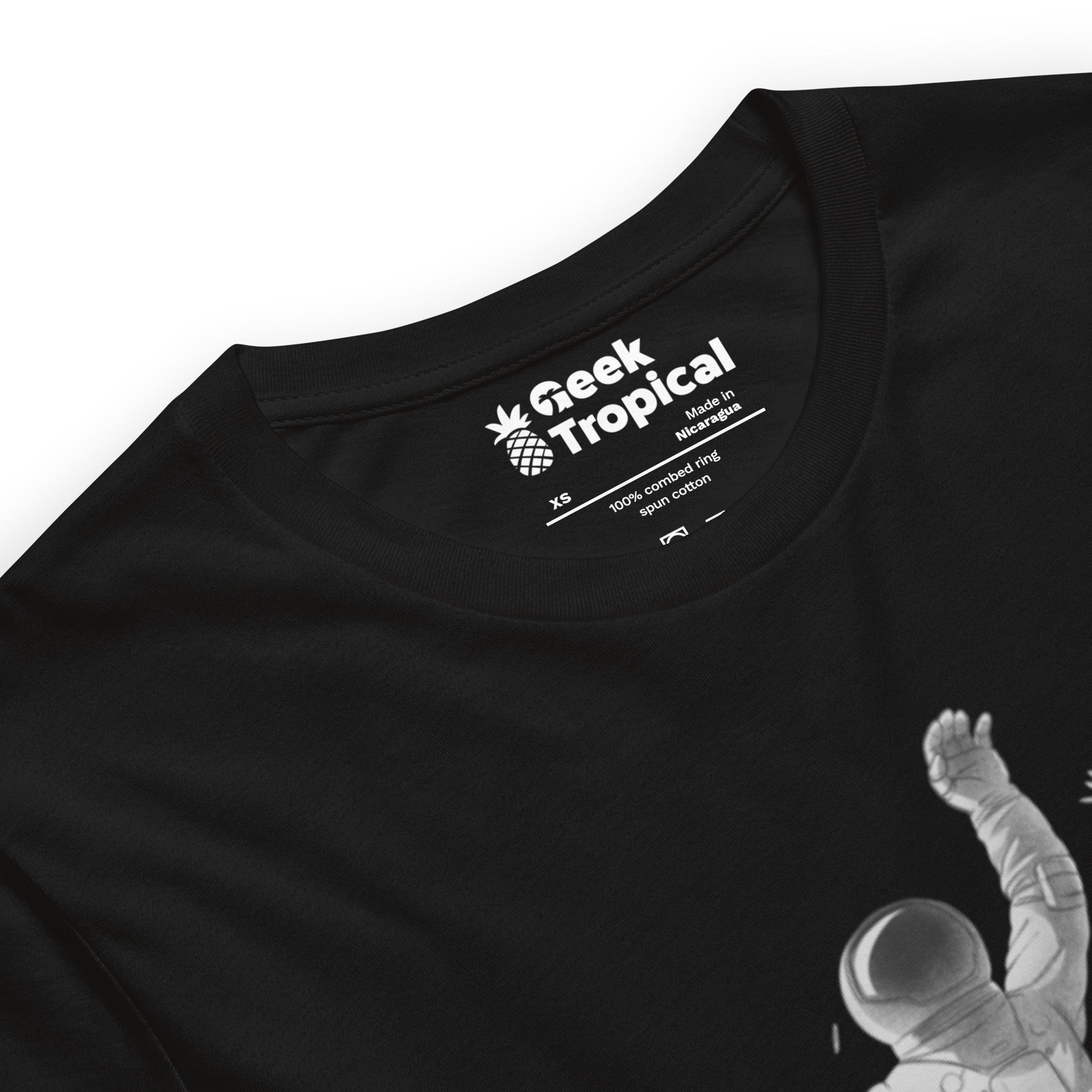 Astronaut Escaping Skeletons T-Shirt Geek Nerd Design by Tobe Fonseca Fantasy Prints FLOW DESC WRITING