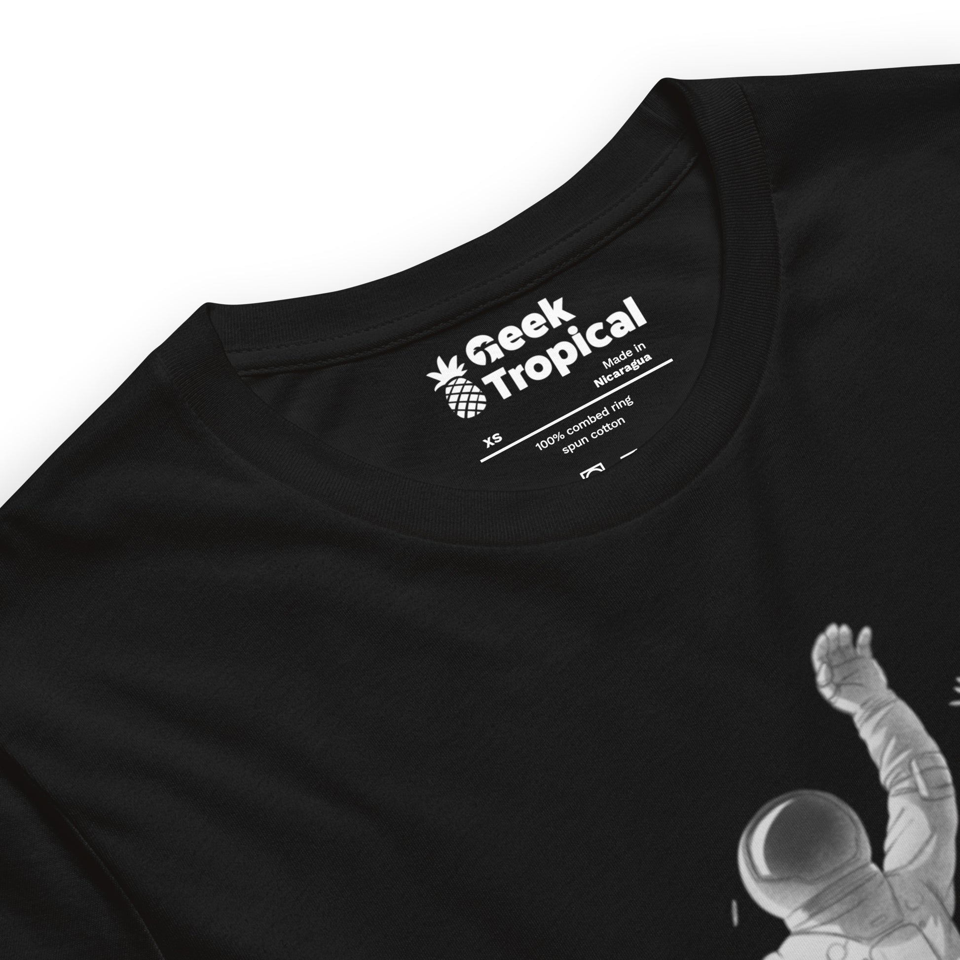 Astronaut Escaping Skeletons T-Shirt Geek Nerd Design by Tobe Fonseca Fantasy Prints FLOW DESC WRITING
