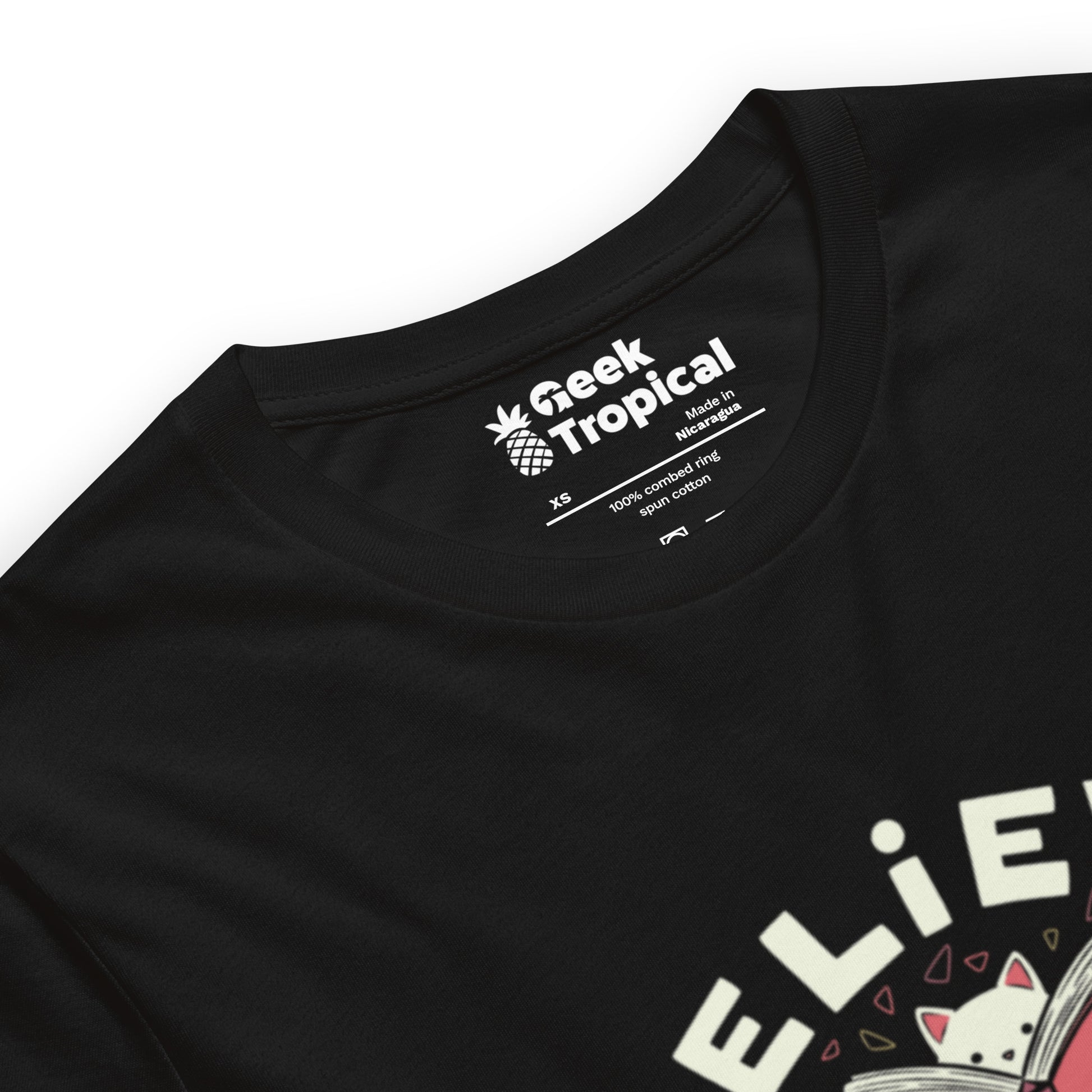 Believe in Your Shelf Cat T-Shirt Geek Nerd Animal Patterns Book Prints Design by Tobe Fonseca