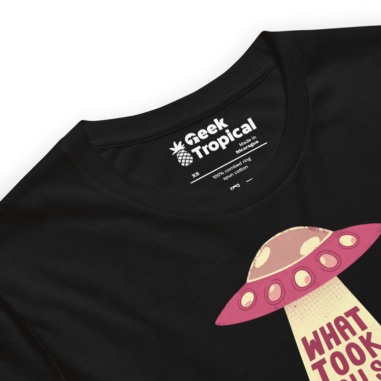 Why Did You Took So Long Alien Funny Viva Magenta T-Shirt Geek Nerd Advertise to Meta Design by Tobe Fonseca FLOW DESC WRITING