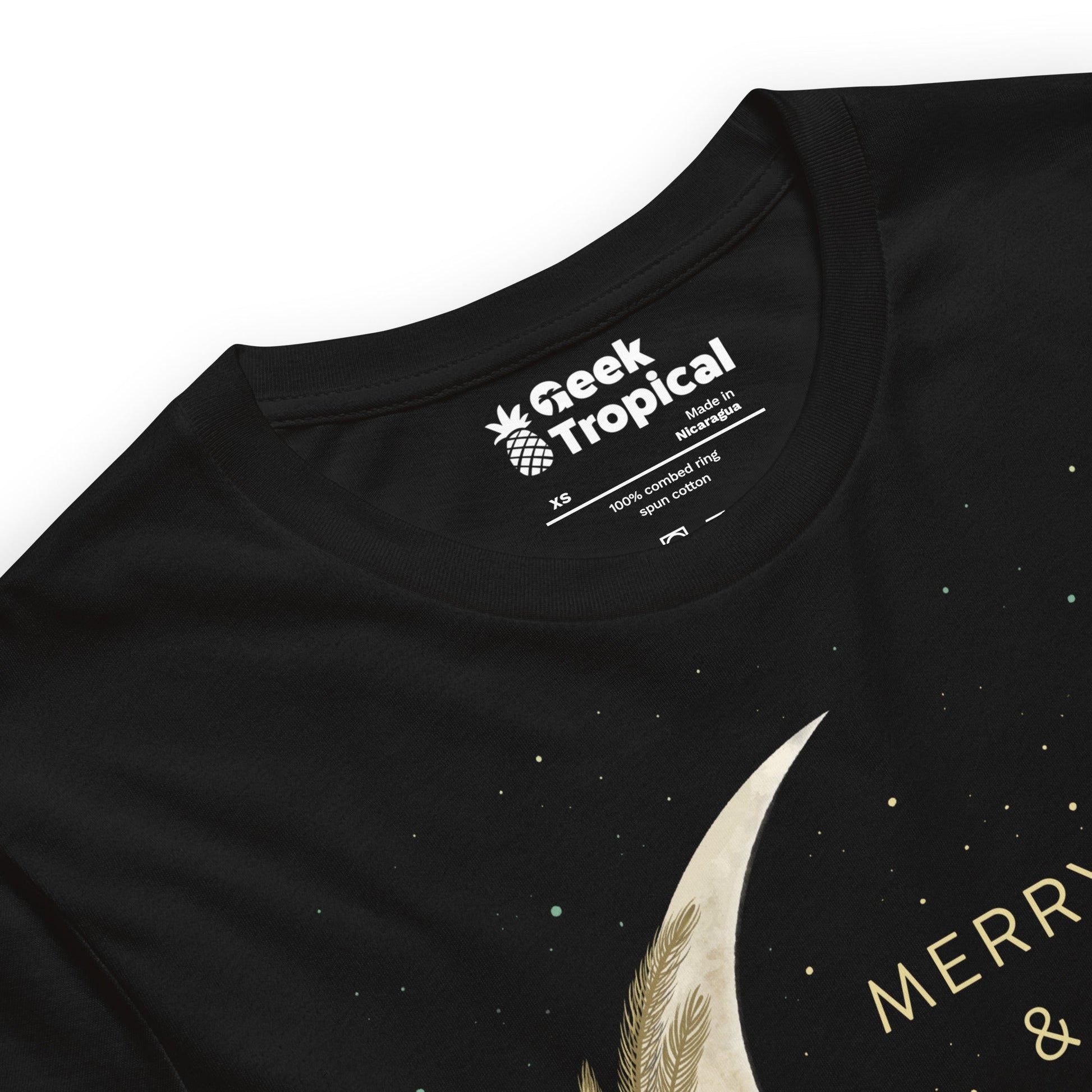 Merry And Bright T-Shirt Geek Nerd Advertise to Meta Christmas Print Design by Episodic Drawing