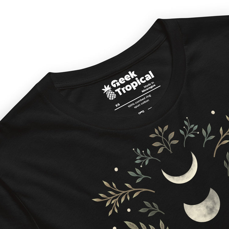 Moonlight Garden Olive T-Shirt Geek Nerd Advertise to Meta Botany Print Design by Episodic Drawing