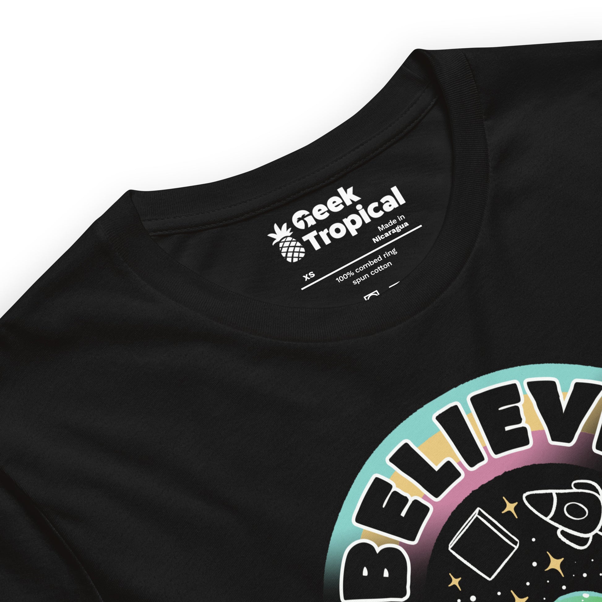 Believe in Science Alien T-Shirt Geek Nerd Advertise to Meta Design by Tobe Fonseca outer space & astronaut print