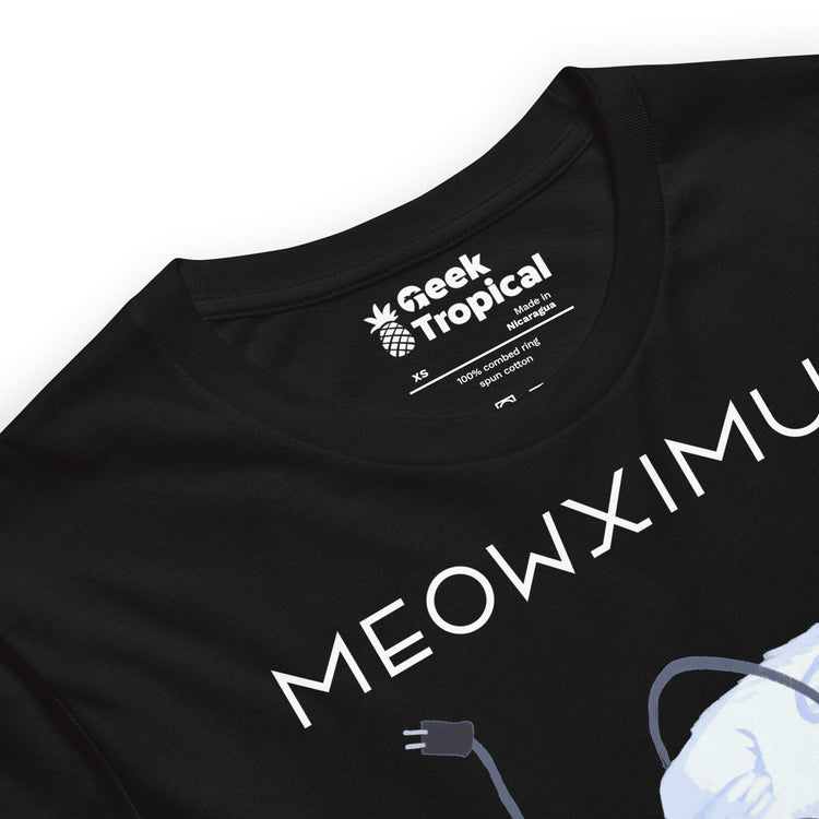 Meowximum Entanglement T-Shirt Geek Nerd Advertise to Meta Animal Patterns Design by Claire Murphy