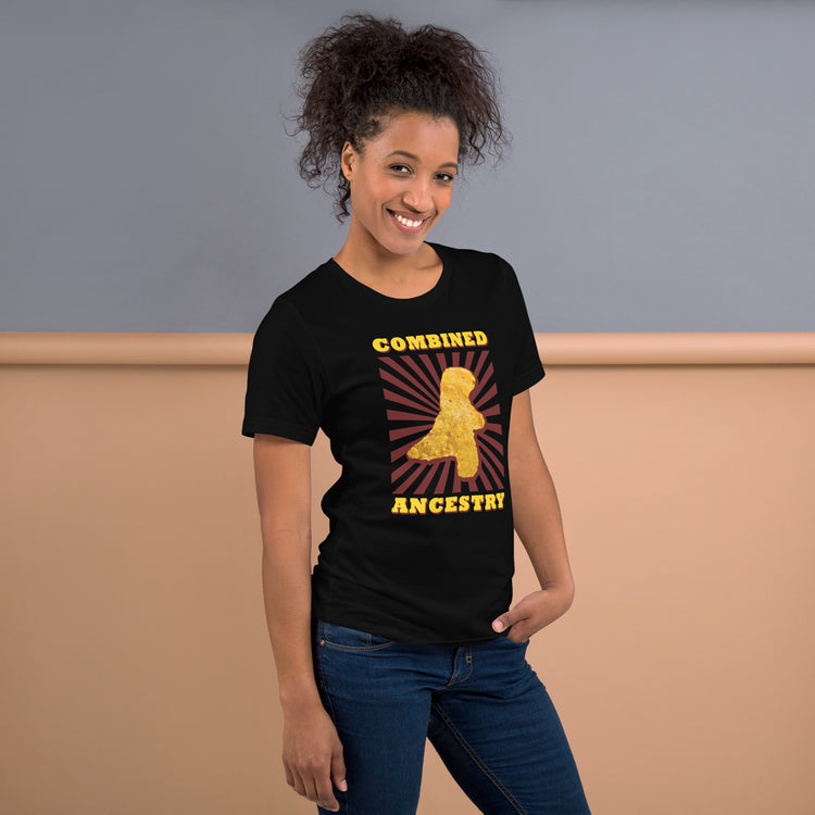 Combined Ancestry Dinosaur Chicken Nugget T-Shirt Geek Nerd Advertise to Meta Animal Patterns Design by Random Galaxy