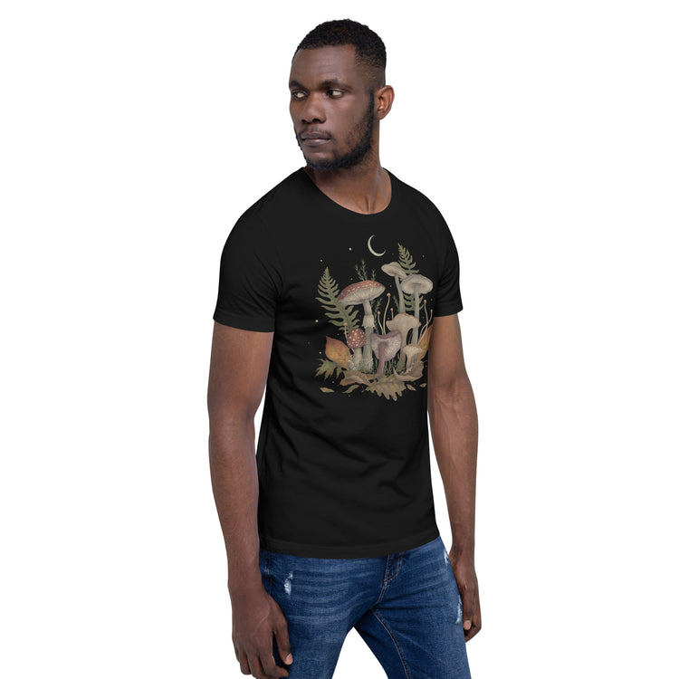 Autumn Mushrooms T-Shirt Geek Nerd Advertise to Meta Botany Print Design by Episodic Drawing