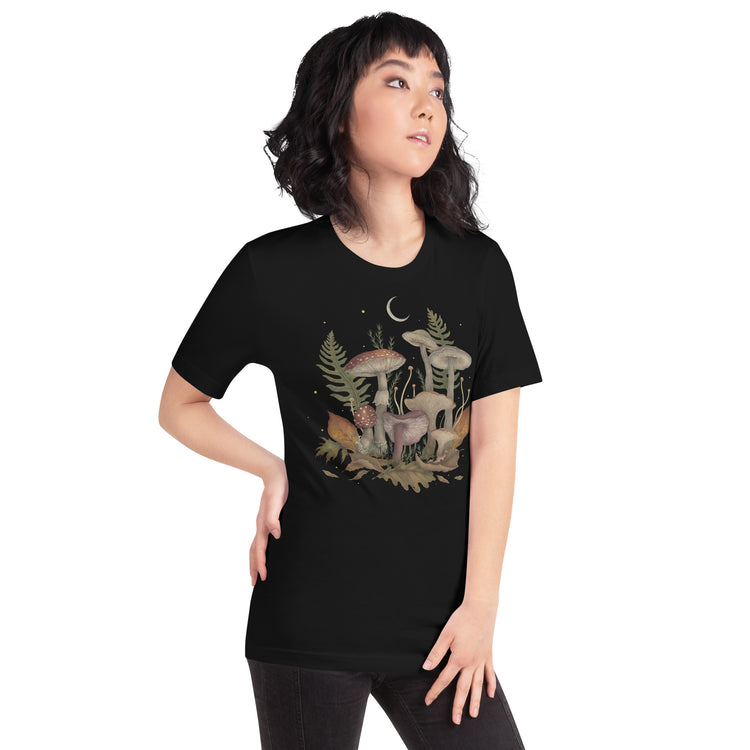 Autumn Mushrooms T-Shirt Geek Nerd Advertise to Meta Botany Print Design by Episodic Drawing