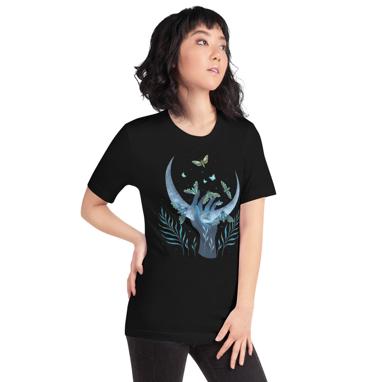 Moth Hand T-Shirt Geek Nerd Advertise to Meta Animal Patterns Design by Episodic Drawing