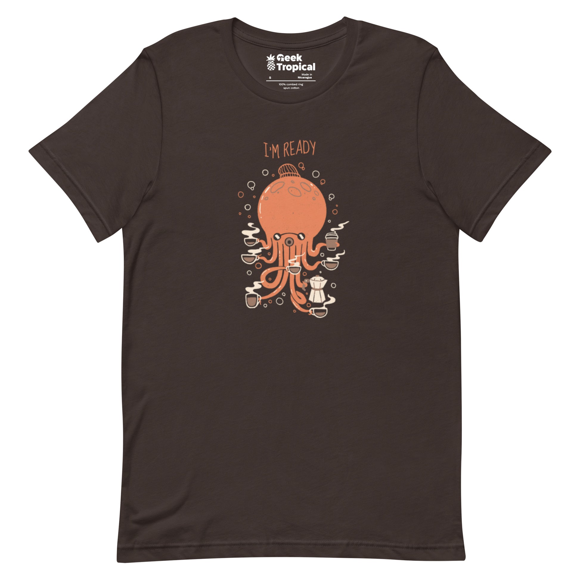 Octopus 8 Coffees Ready T-Shirt Geek Nerd Animal Patterns Design by Tobe Fonseca FLOW DESC WRITING