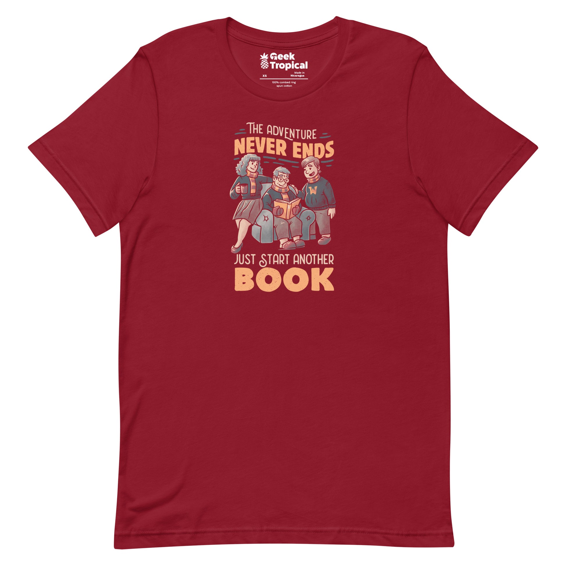 The Adventure Never Ends Just Start Another Book T-Shirt Geek Nerd Advertise to Meta Book Prints Design by Tobe Fonseca