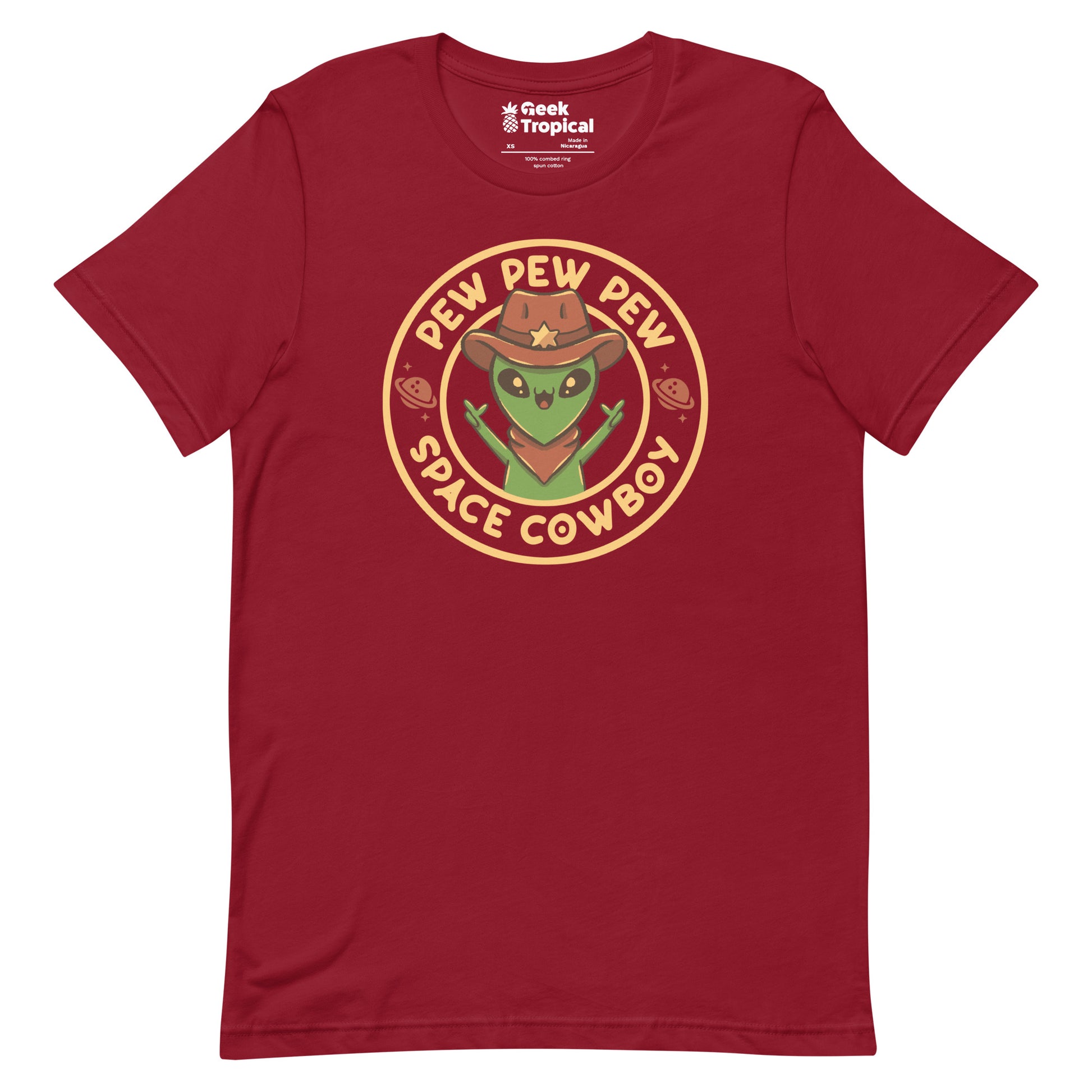 Space Cowboy Funny Alien Brown T-Shirt Geek Nerd Advertise to Meta Design by Tobe Fonseca FLOW DESC WRITING