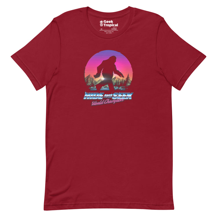 Hide And Seek World Champion Shirt Bigfoot is Real T-Shirt Geek Nerd Advertise to Meta Botany Print Design by Tobe Fonseca