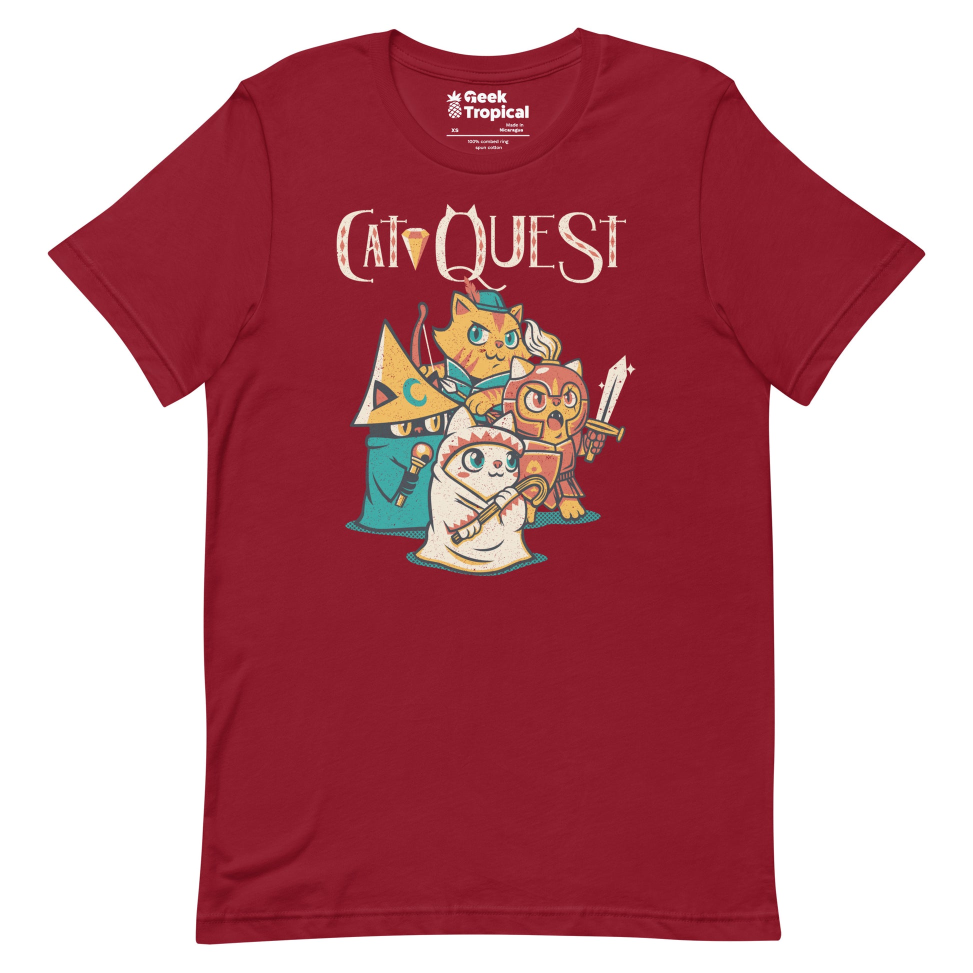 Cat Quest RPG Cats Video Game T-Shirt Geek Nerd Advertise to Meta Animal Patterns Design by Tobe Fonseca