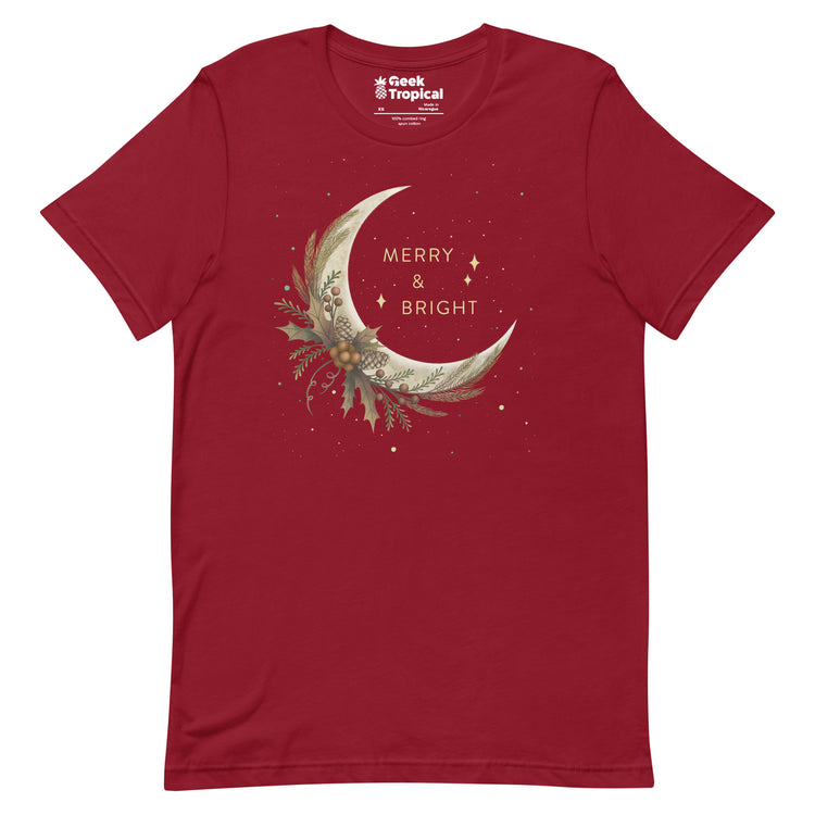 Merry And Bright T-Shirt Geek Nerd Advertise to Meta Christmas Print Design by Episodic Drawing