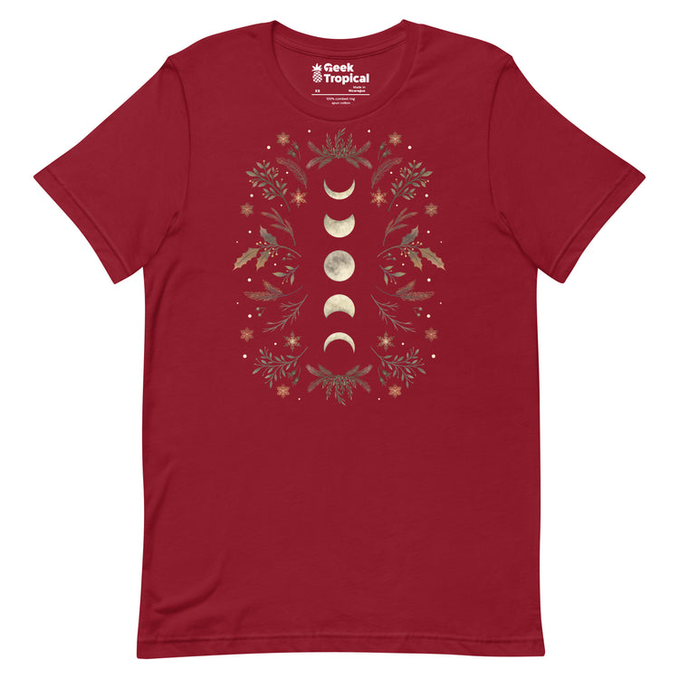 Moonlight Garden Winter Brown T-Shirt Geek Nerd Advertise to Meta Botany Print Design by Episodic Drawing