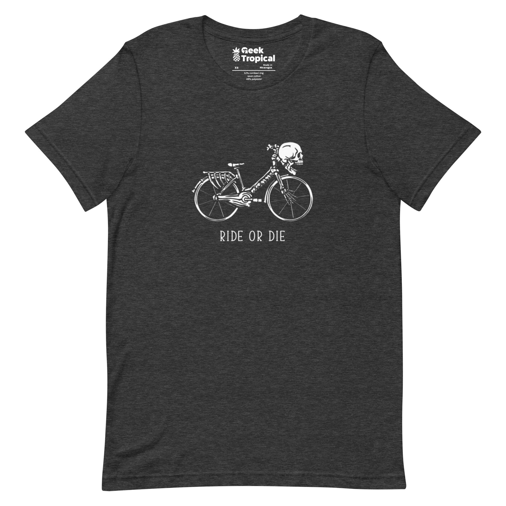 Ride or Die Skeleton Bike T-Shirt Geek Nerd Design by Tobe Fonseca FLOW DESC WRITING Funny Prints