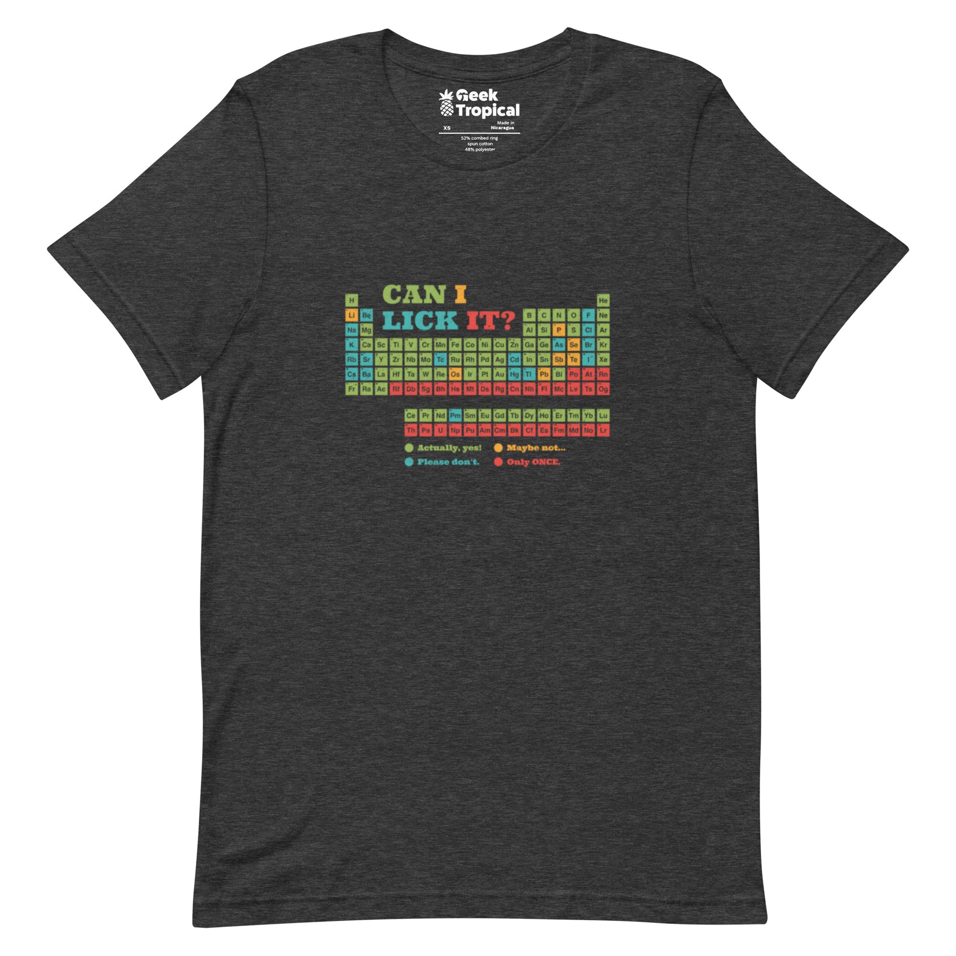 Can I Lick It Periodic Table T-Shirt Geek Nerd Design by Tobe Fonseca FLOW DESC WRITING Funny Prints