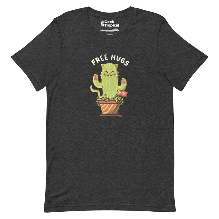 Cat - ctus Free Hugs T-Shirt Geek Nerd Animal Patterns Botany Print Design by Tobe Fonseca