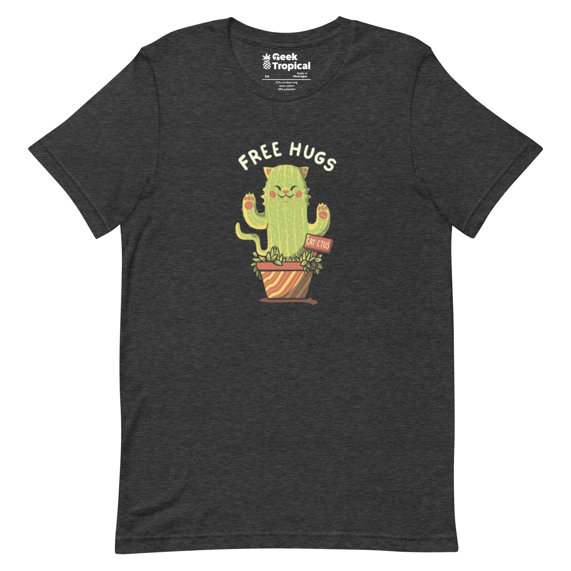 Cat - ctus Free Hugs T-Shirt Geek Nerd Animal Patterns Botany Print Design by Tobe Fonseca