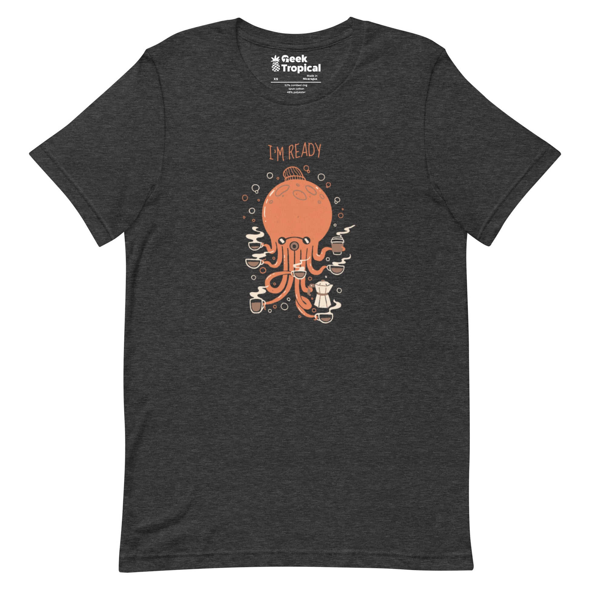 Octopus 8 Coffees Ready T-Shirt Geek Nerd Animal Patterns Design by Tobe Fonseca FLOW DESC WRITING