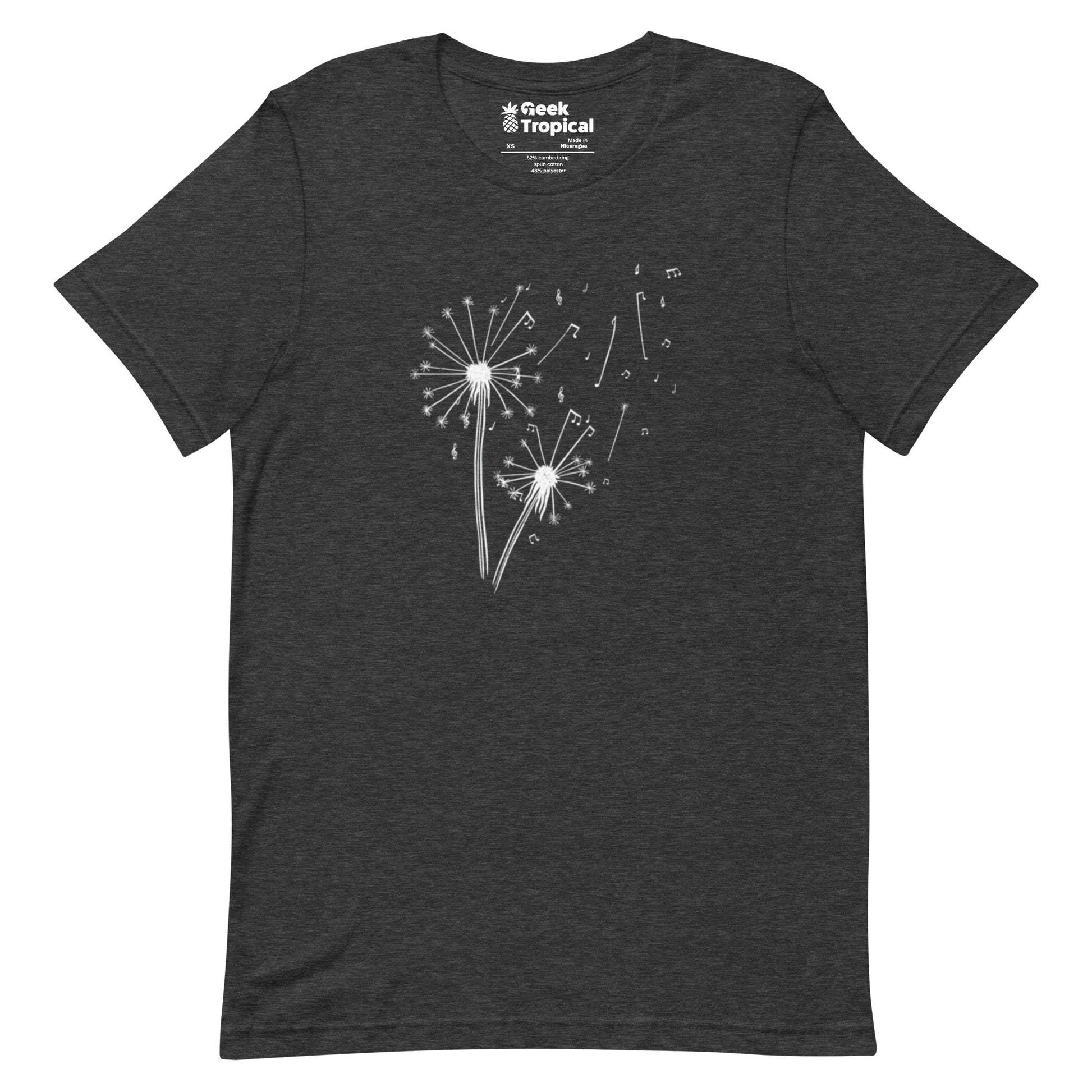 Dandelion Musical Notes T-Shirt Geek Nerd Botany Print Design by Tobe Fonseca FLOW DESC WRITING