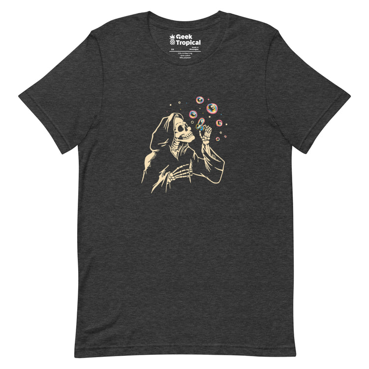 Death Blowing Bubbles T-Shirt Geek Nerd Design by Tobe Fonseca Fantasy Prints FLOW DESC WRITING