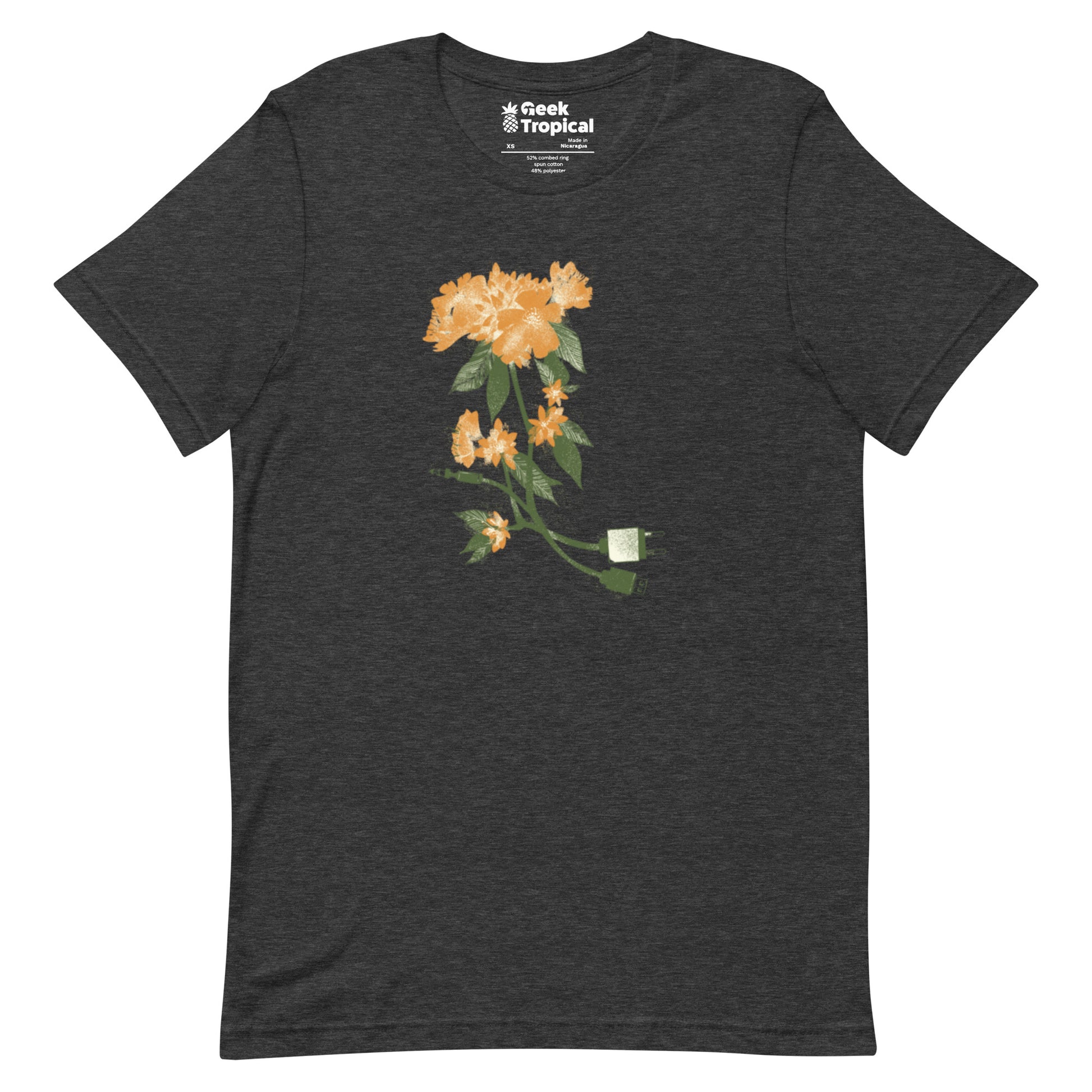 Digital Flower T-Shirt Geek Nerd Botany Print Design by Tobe Fonseca FLOW DESC WRITING