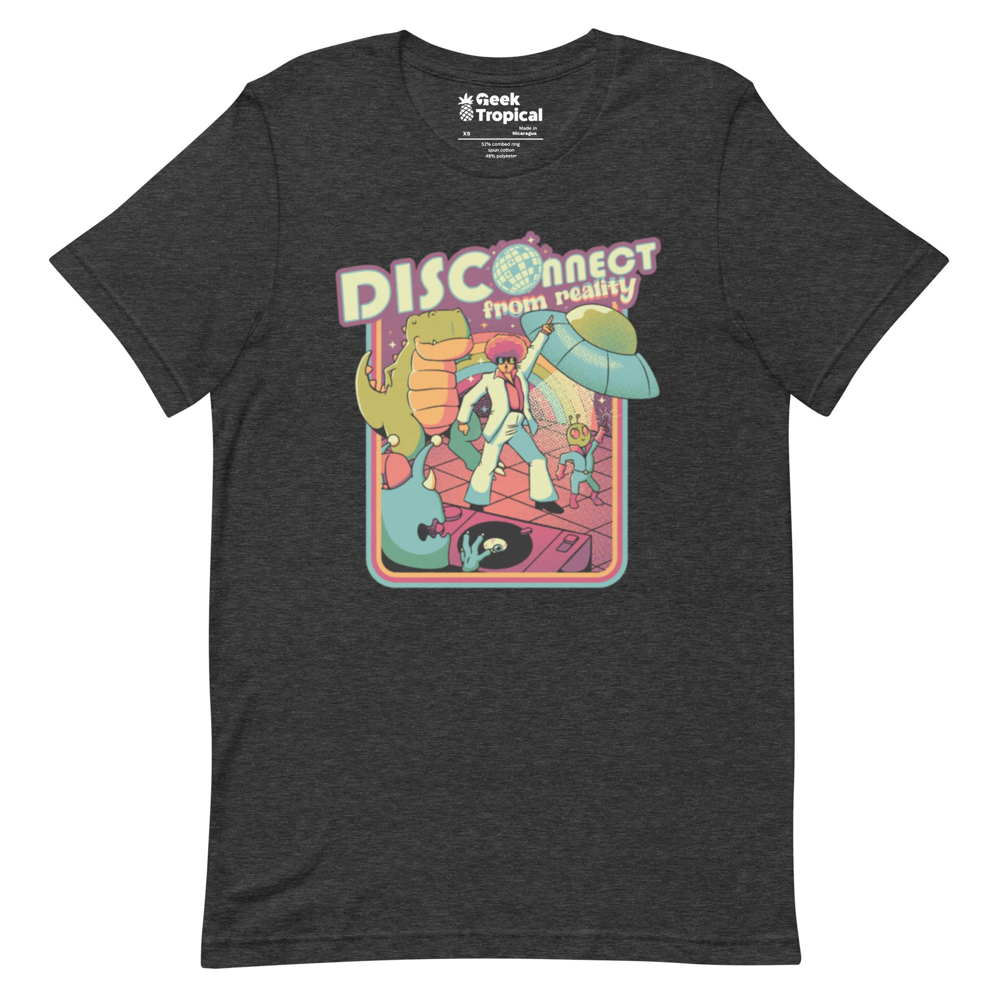 Disco - nnected From Reality T-Shirt Geek Nerd Design by Tobe Fonseca dinosaur print FLOW DESC WRITING