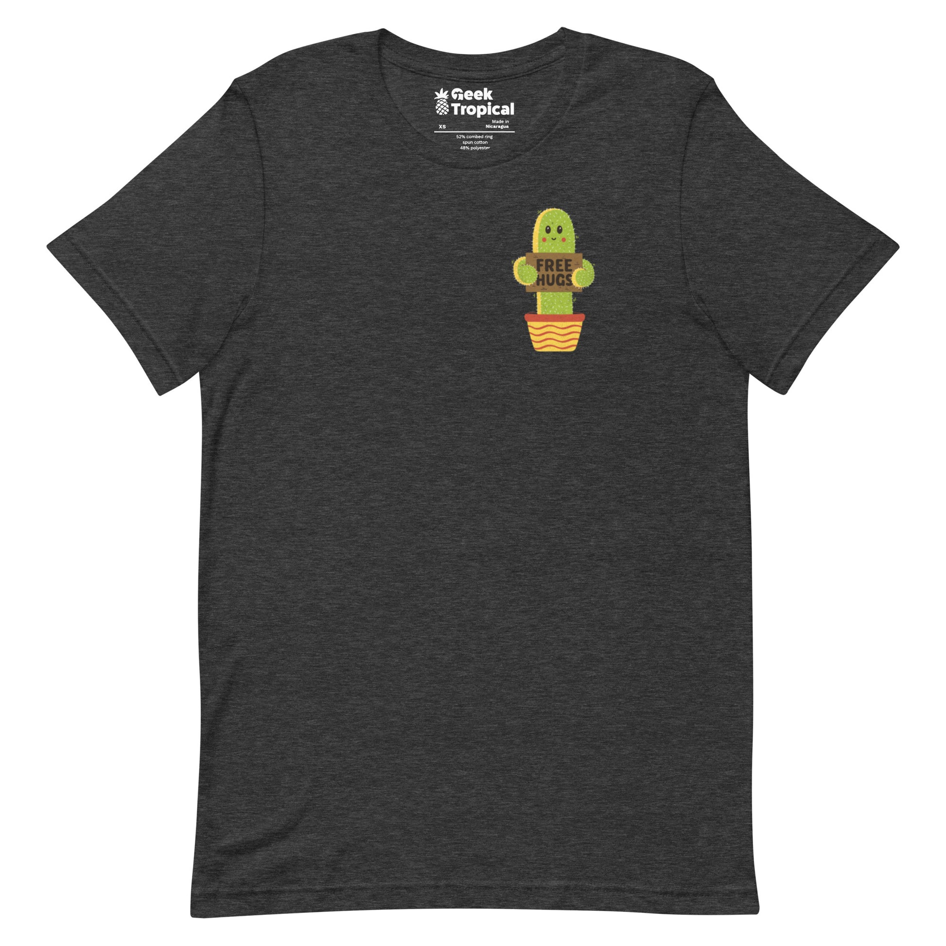 Free Hugs Cactus T-Shirt Geek Nerd All Adult Button Up Shirts Botany Print Design by Tobe Fonseca