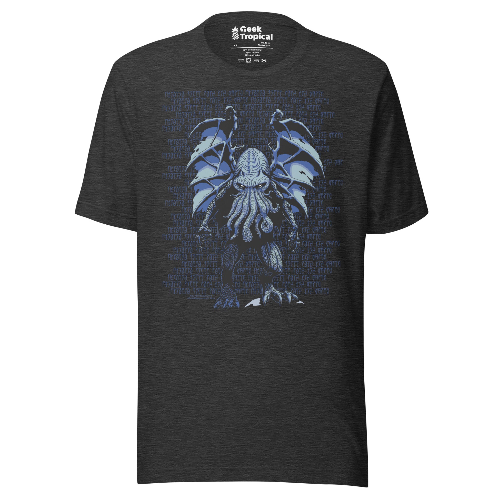 Blue Cthulhu T-Shirt Geek Nerd Advertise to Meta Fantasy Prints FLOW DESC WRITING