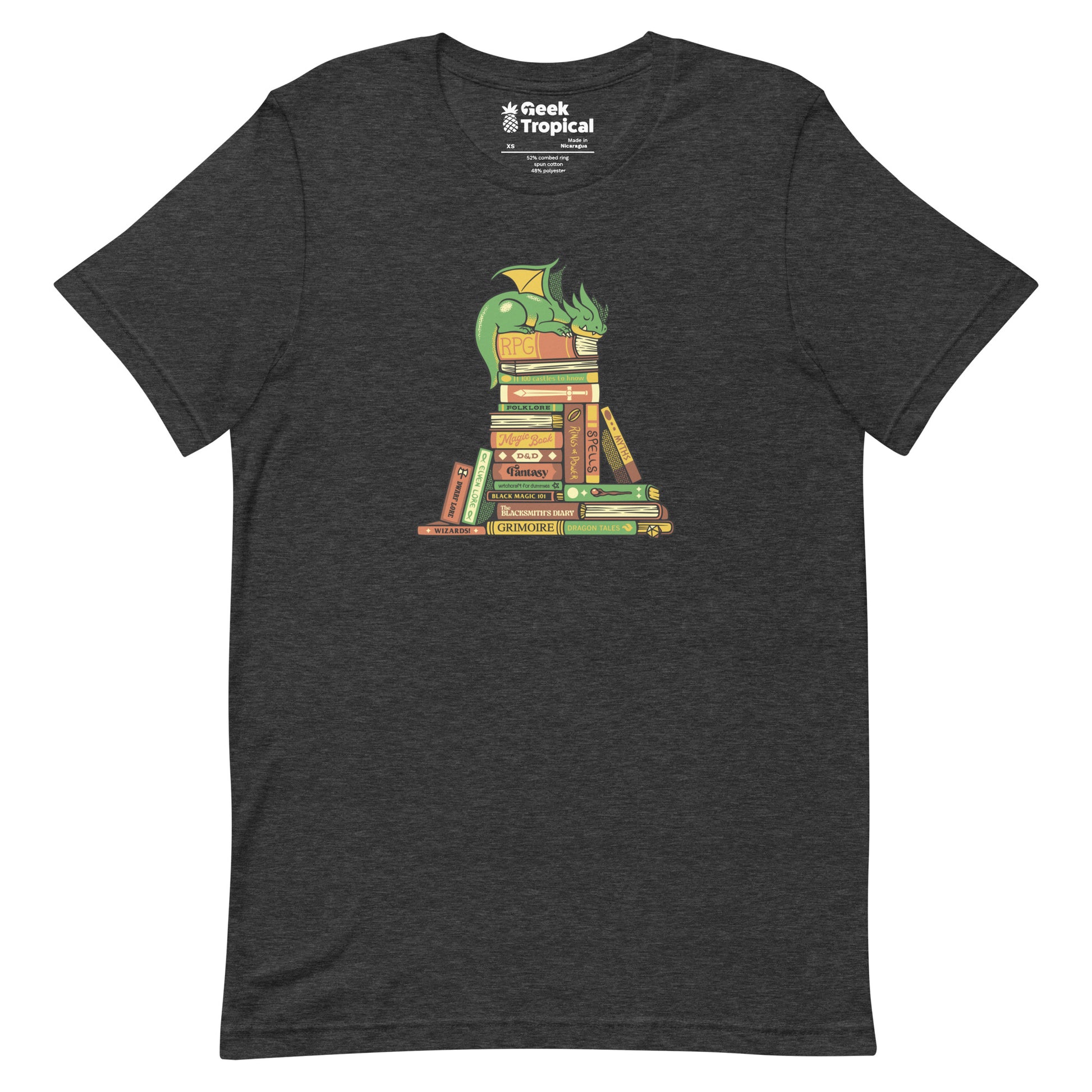 Treasure Hoarder Dragon Dark T-Shirt Geek Nerd Advertise to Meta Book Prints Design by Tobe Fonseca