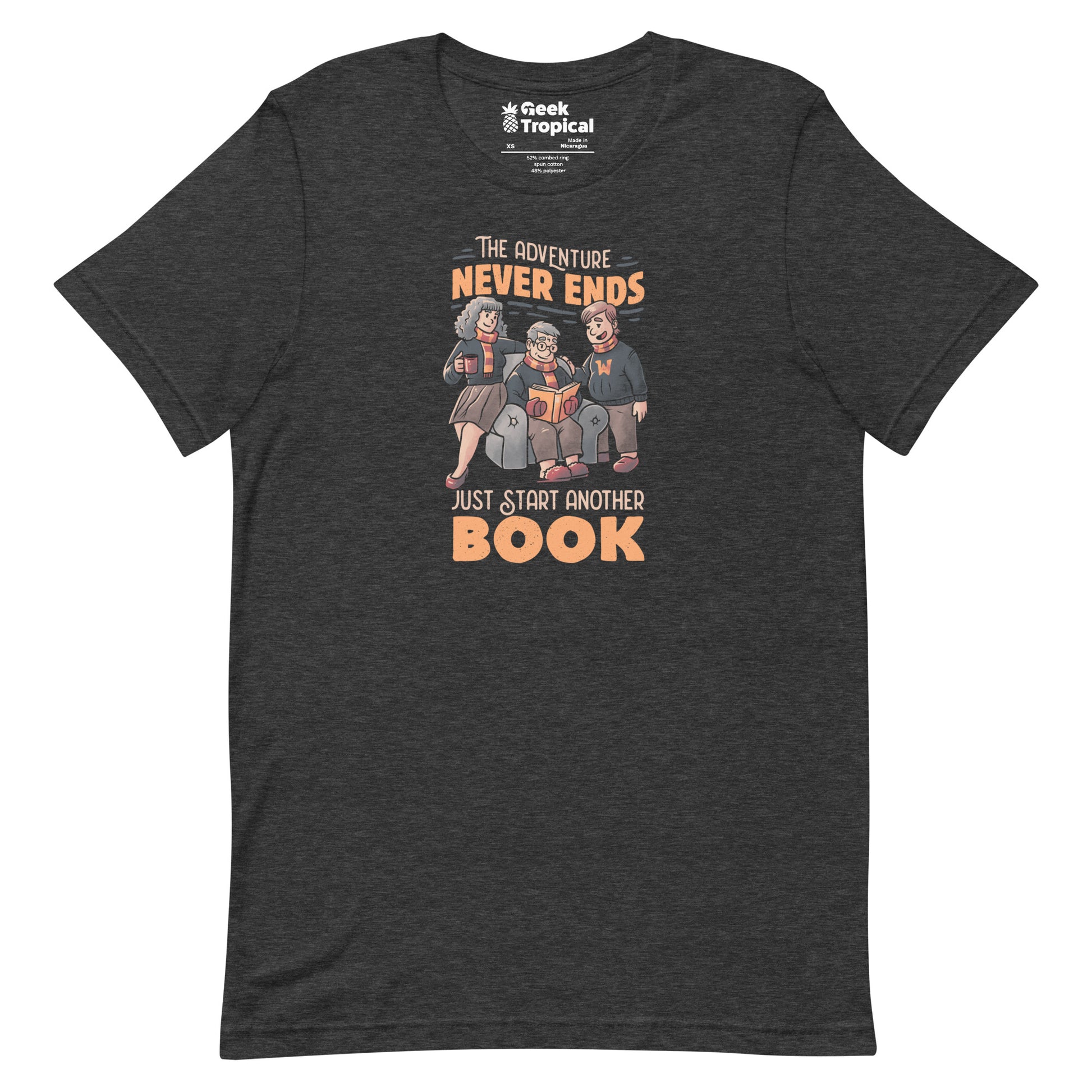 The Adventure Never Ends Just Start Another Book T-Shirt Geek Nerd Advertise to Meta Book Prints Design by Tobe Fonseca