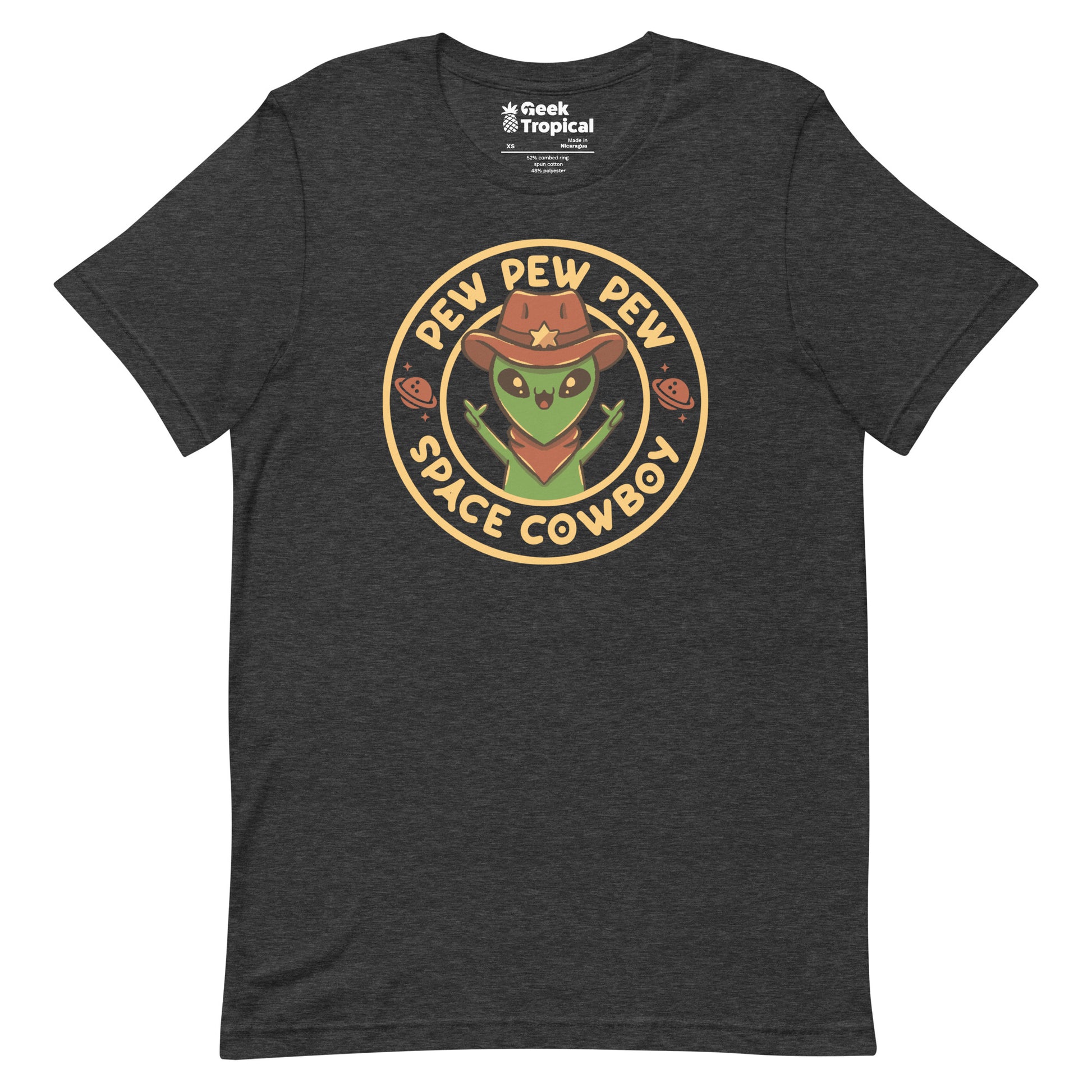 Space Cowboy Funny Alien Brown T-Shirt Geek Nerd Advertise to Meta Design by Tobe Fonseca FLOW DESC WRITING