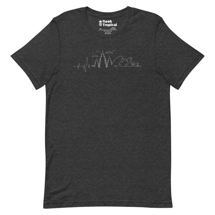 Hiking Heartbeat Running From a Bear Dog T-Shirt Geek Nerd Advertise to Meta Animal Patterns Design by Tobe Fonseca