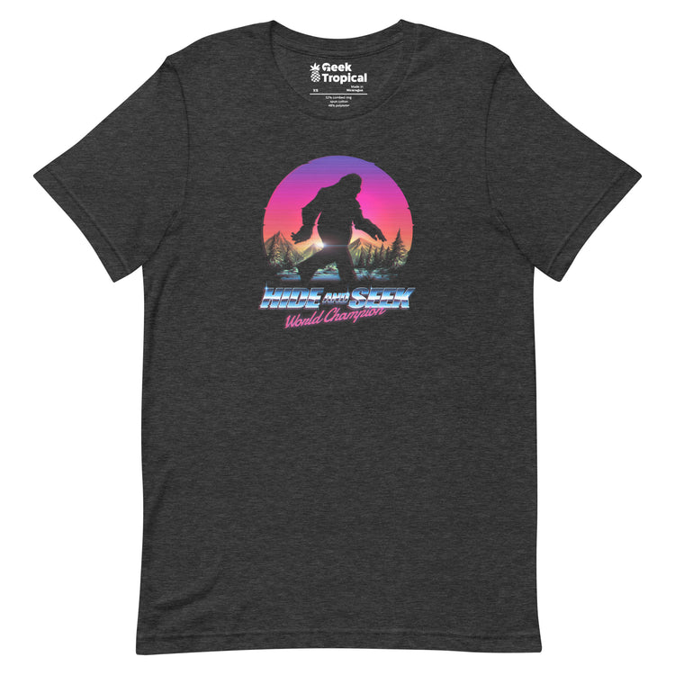 Hide And Seek World Champion Shirt Bigfoot is Real T-Shirt Geek Nerd Advertise to Meta Botany Print Design by Tobe Fonseca