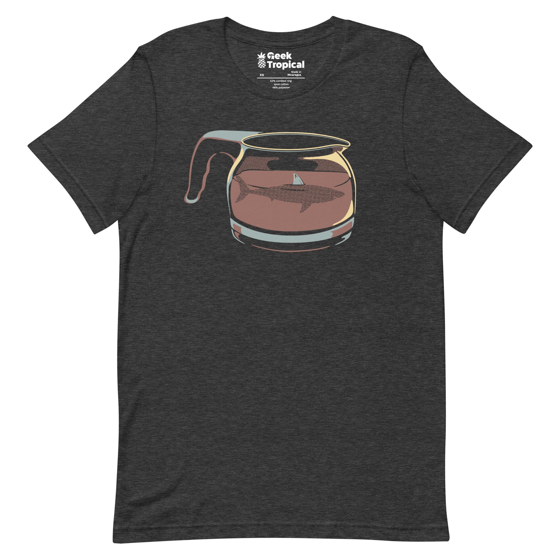 Coffee Jar Shark - Dangerous and Caffeinated T-Shirt Geek Nerd Advertise to Meta Animal Patterns Design by Tobe Fonseca