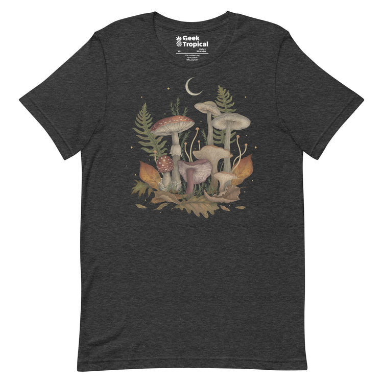 Autumn Mushrooms T-Shirt Geek Nerd Advertise to Meta Botany Print Design by Episodic Drawing