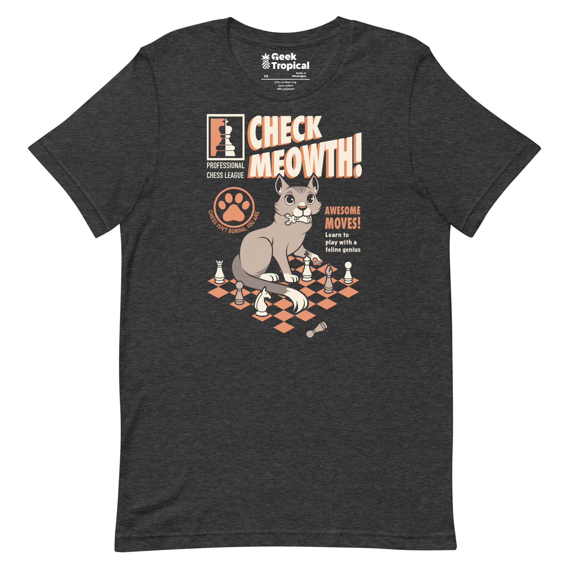 Check Cat Chess T-Shirt Geek Nerd Advertise to Meta Animal Patterns board game print