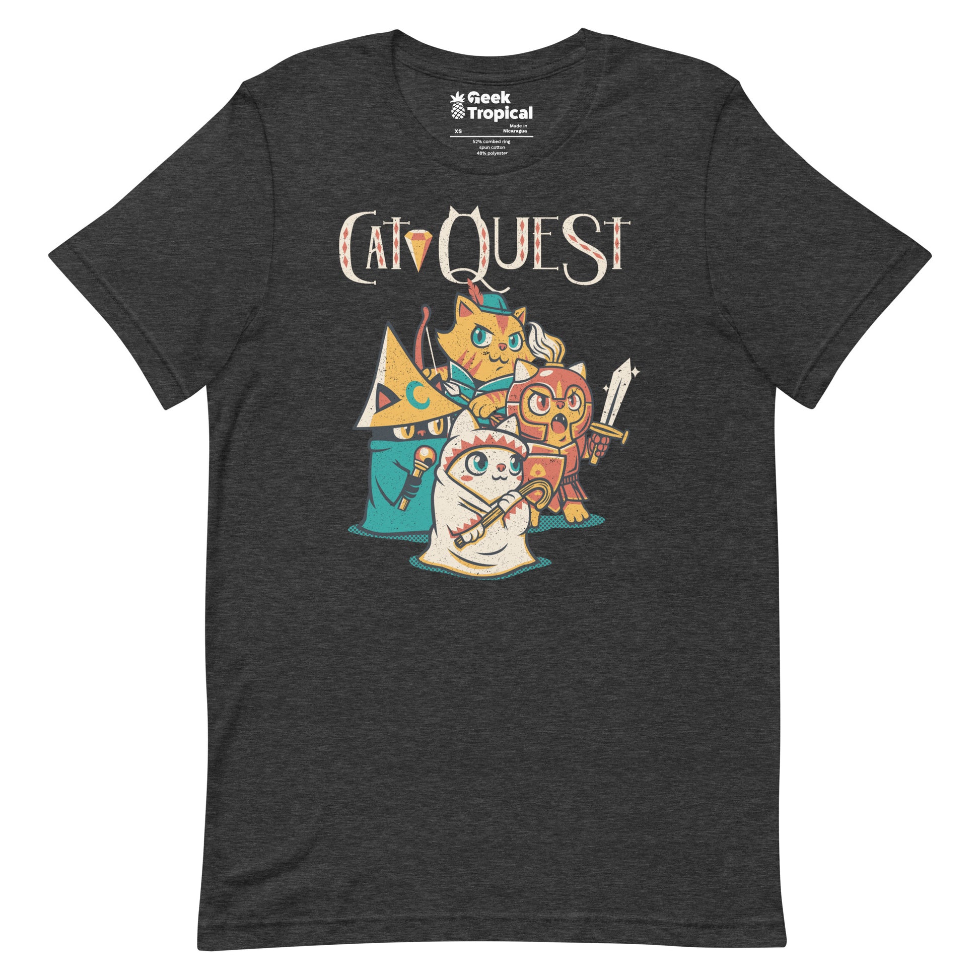 Cat Quest RPG Cats Video Game T-Shirt Geek Nerd Advertise to Meta Animal Patterns Design by Tobe Fonseca