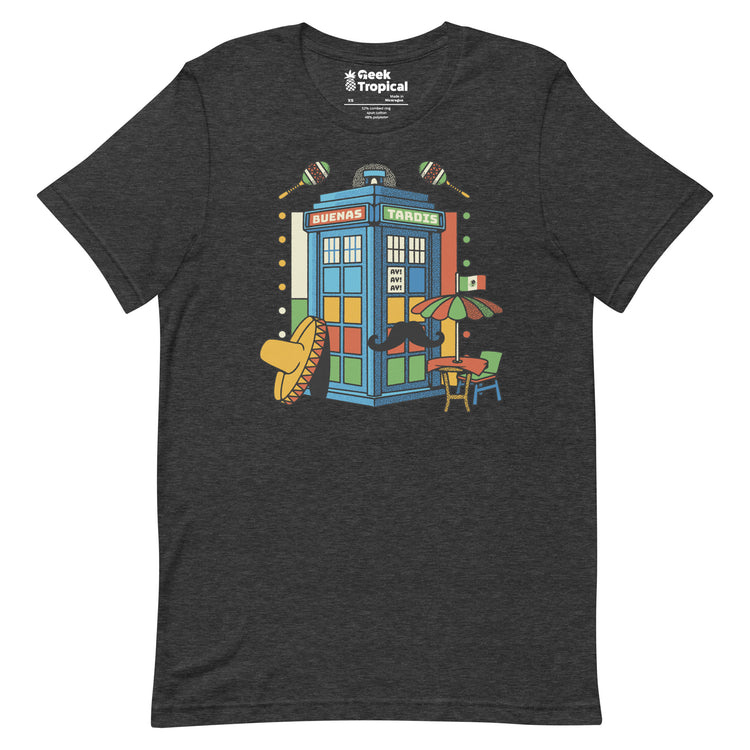 Buenas Tardis Travel Time T-Shirt Geek Nerd Advertise to Meta Design by Tobe Fonseca Fantasy Prints