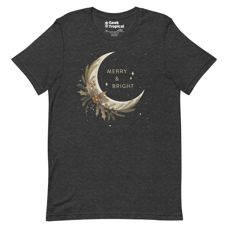 Merry And Bright T-Shirt Geek Nerd Advertise to Meta Christmas Print Design by Episodic Drawing