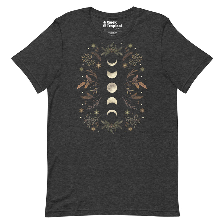 Moonlight Garden Winter Brown T-Shirt Geek Nerd Advertise to Meta Botany Print Design by Episodic Drawing