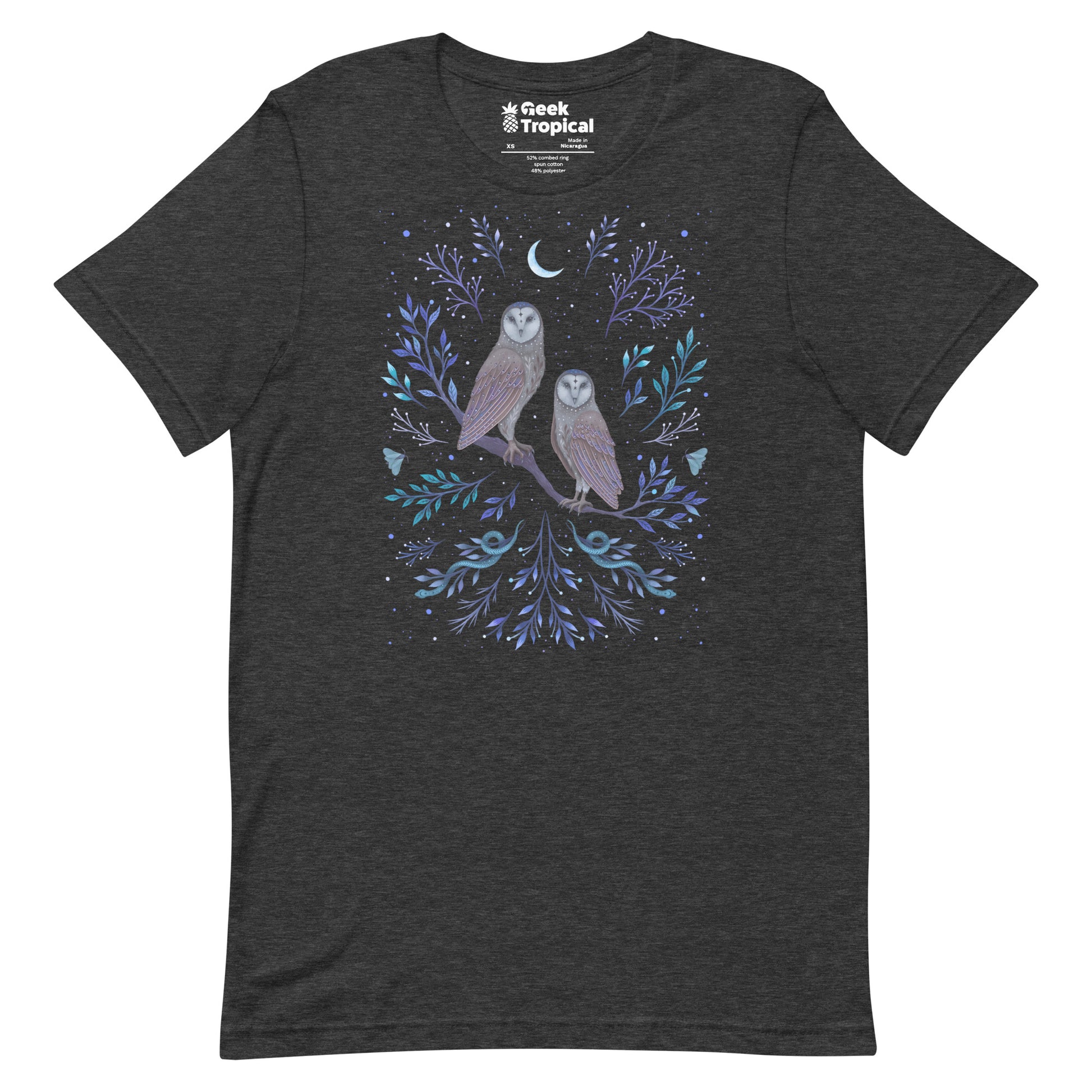 Owls In The Moonlight T-Shirt Geek Nerd Advertise to Meta Animal Patterns Design by Episodic Drawing
